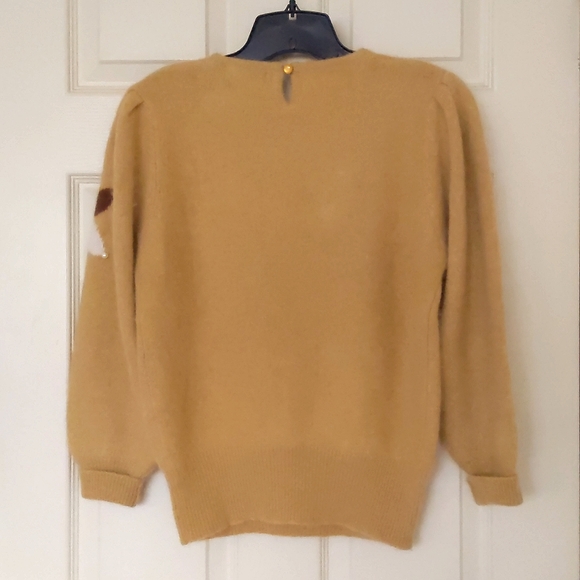 NWOT. Woman's Wool/Angora sweater with multi color embroidery and pearls. - Picture 2 of 5